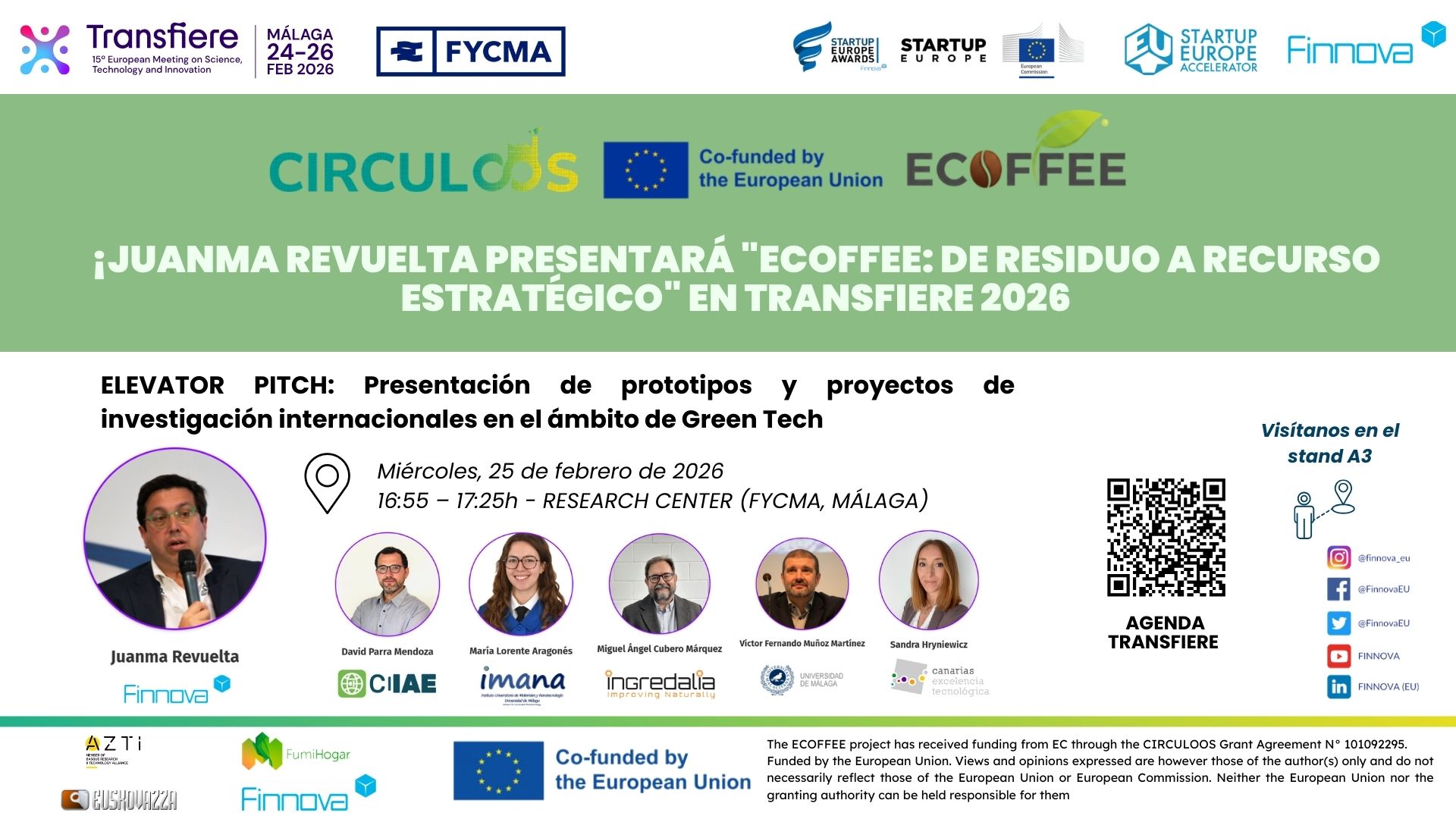 ECOFFEE presentará su revolucionaria tecnología de bioeconomía circular en Transfiere